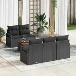 Set de canapele pentru grădină cu pernă 6 pcs Negru poliratan GartenMobel Dekor
