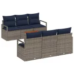 Set de canapele pentru grădină cu pernă 7 pcs Gri poliratan GartenMobel Dekor