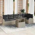 Set de canapele pentru grădină 7 pcs Gri deschis poliratan GartenMobel Dekor