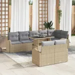 Set de canapele pentru grădină 9 pcs Beige și gri deschis GartenMobel Dekor