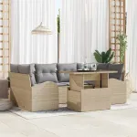 Set de canapele pentru grădină cu pernă 7 pcs Bej Rattan poli GartenMobel Dekor