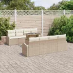 Set de canapele pentru grădină cu pernă 7 pcs Bej Rattan poli GartenMobel Dekor