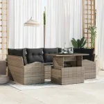 Set de canapele pentru grădină cu pernă 7 pcs Gri Rattan poli GartenMobel Dekor