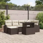 Set de canapele pentru grădină cu pernă 7 pcs maro și crem GartenMobel Dekor