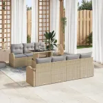 Set de canapele pentru grădină cu pernă 8 pcs Bej Rattan poli GartenMobel Dekor