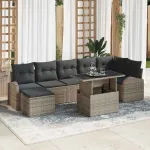 Set de canapele pentru grădină cu pernă 8 pcs Gri GartenMobel Dekor