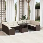 Set de canapele pentru grădină 11 pcs Maro și Crem poliratan GartenMobel Dekor