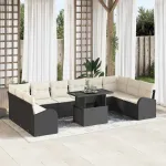 Set de canapele pentru grădină 11 pcs negru și crem poliratan GartenMobel Dekor