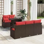 Set de canapele pentru grădină 6 pcs Maro și roșu poliratan GartenMobel Dekor