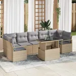 Set de canapele pentru grădină 8 pcs Beige și gri deschis GartenMobel Dekor