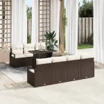 Set de canapele pentru grădină 8 pcs Maro și Crem poliratan GartenMobel Dekor