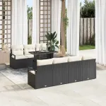 Set de canapele pentru grădină 8 pcs Negru și Crem poliratan GartenMobel Dekor
