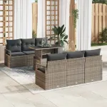 Set de canapele pentru grădină cu pernă 7 pcs Gri poliratan GartenMobel Dekor