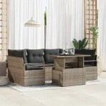 Set de canapele pentru grădină cu pernă 7 pcs Gri poliratan GartenMobel Dekor