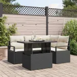Set de canapele pentru grădină 5 pcs negru și crem poliratan GartenMobel Dekor