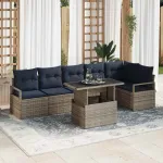 Set de canapele pentru grădină 7 pcs Gri și albastru marin GartenMobel Dekor