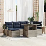 Set de canapele pentru grădină 7 pcs Gri și albastru marin GartenMobel Dekor