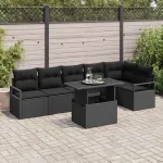 Set de canapele pentru grădină 7 pcs Negru poliratan GartenMobel Dekor