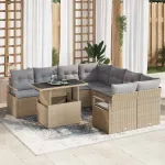 Set de canapele pentru grădină 9 pcs Beige și gri deschis GartenMobel Dekor