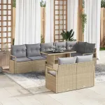 Set de canapele pentru grădină 9 pcs bej și gri deschis GartenMobel Dekor