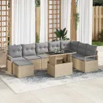 Set de canapele pentru grădină 9 pcs bej și gri deschis GartenMobel Dekor