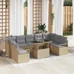 Set de canapele pentru grădină 10 pcs bej și gri deschis GartenMobel Dekor