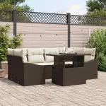 Set de canapele pentru grădină 7 pcs Maro și Crem poliratan GartenMobel Dekor