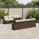 Set de canapele pentru grădină 7 pcs Maro și Crem poliratan GartenMobel Dekor
