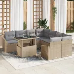 Set de canapele pentru grădină 9 pcs Beige și gri deschis GartenMobel Dekor