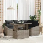 Set de canapele pentru grădină cu pernă 5 pcs Gri poliratan GartenMobel Dekor