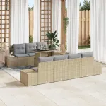 Set de canapea cu pernă 8 pcs Beige și gri deschis poliratan GartenMobel Dekor