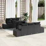 Set de canapea cu pernă Manual 7 pcs Negru poliratan GartenMobel Dekor