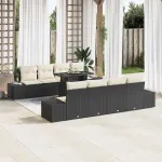 Set de canapele pentru grădină 9 pcs Negru și Crem poliratan GartenMobel Dekor
