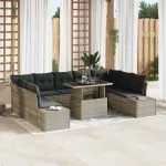 Set de canapele pentru grădină cu pernă 10 pcs Gri deschis GartenMobel Dekor