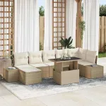 Set de canapele pentru grădină cu pernă 8 pcs bej și crem GartenMobel Dekor