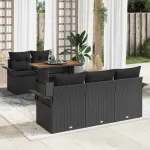 Set de canapele pentru grădină cu pernă 6 pcs Negru poliratan GartenMobel Dekor