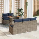 Set de canapele pentru grădină cu pernă 6 pcs gri și bleumarin GartenMobel Dekor