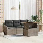Set de canapele pentru grădină cu pernă 5 pcs Gri Rattan poli GartenMobel Dekor