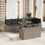 Set de canapele pentru grădină cu pernă 9 pcs Gri și Brown GartenMobel Dekor