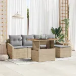 Set de masă pentru grădină cu pernă 6 pcs Bej și gri GartenMobel Dekor