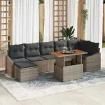 Set de masă pentru grădină cu pernă 8 pcs Gri și Brown GartenMobel Dekor