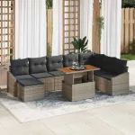 Set de masă pentru grădină cu pernă 9 pcs Gri și Brown GartenMobel Dekor