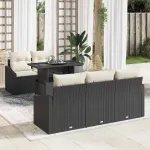 Set de canapele pentru grădină 6 pcs negru și crem poliratan GartenMobel Dekor