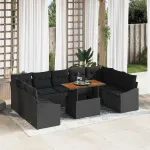 Set de masă pentru grădină cu pernă 10 pcs Negru și Maro GartenMobel Dekor