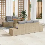 Set de masă pentru grădină cu pernă 6 pcs Bej și gri GartenMobel Dekor