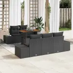 Set de masă pentru grădină cu pernă 6 pcs Negru și Maro GartenMobel Dekor