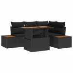 Set de masă pentru grădină cu pernă 5 pcs Negru și Maro GartenMobel Dekor