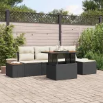 Set de masă pentru grădină cu pernă 6 pcs Negru și Bej GartenMobel Dekor