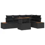 Set de masă pentru grădină cu pernă 6 pcs Negru și Maro GartenMobel Dekor