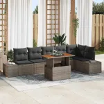 Set de masă pentru grădină cu pernă 7 pcs Gri și Brown GartenMobel Dekor